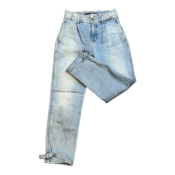 Veronica Beard Monika Extra High Waist Tapered Jean 25 Light Wash Ankle Pleated - Picture 4 of 8